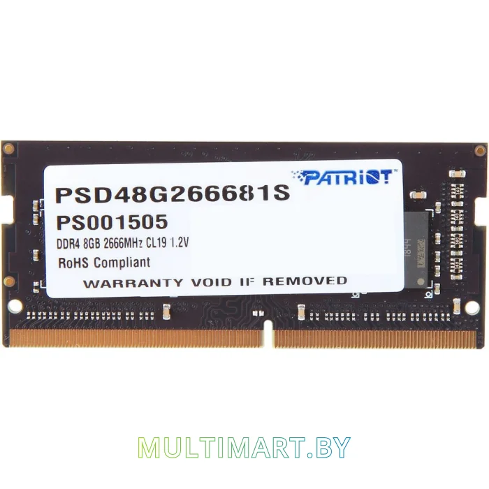 Оперативная память Patriot Signature Line 8GB DDR4 SODIMM PC4-21300 (PSD48G266681S)